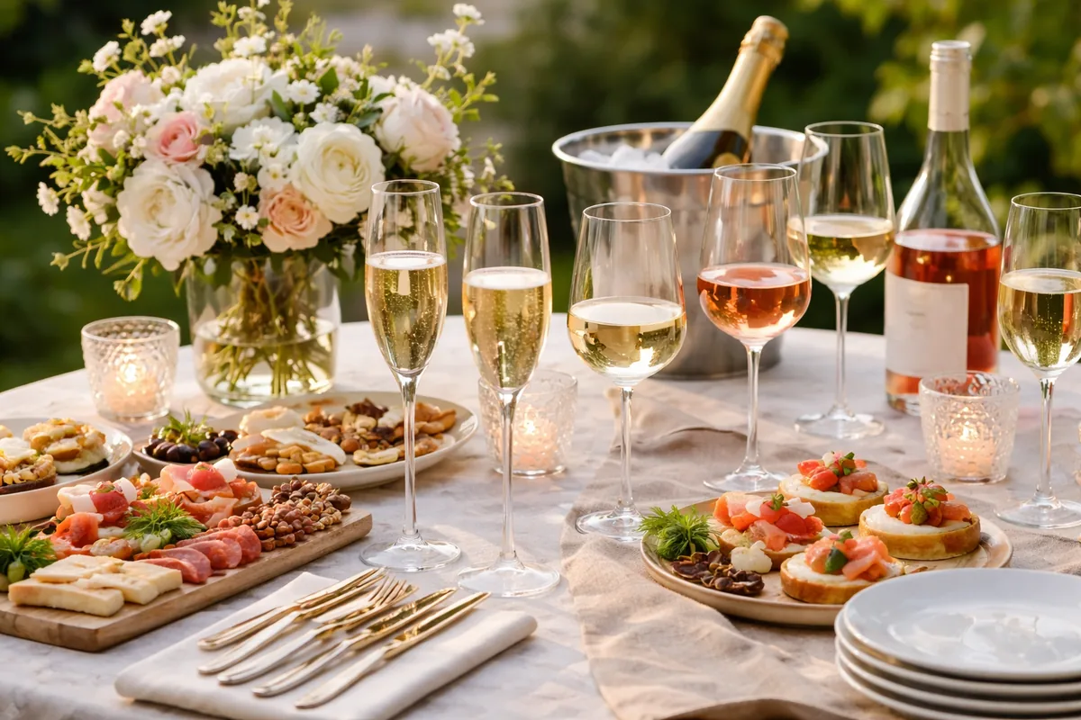 Comment établir un service de table élégant pour un apéritif avec du vin et du champagne
